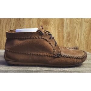 Minnetonka Leather Moccasin Lace Up Ankle Boots Women's Size 8 Brown